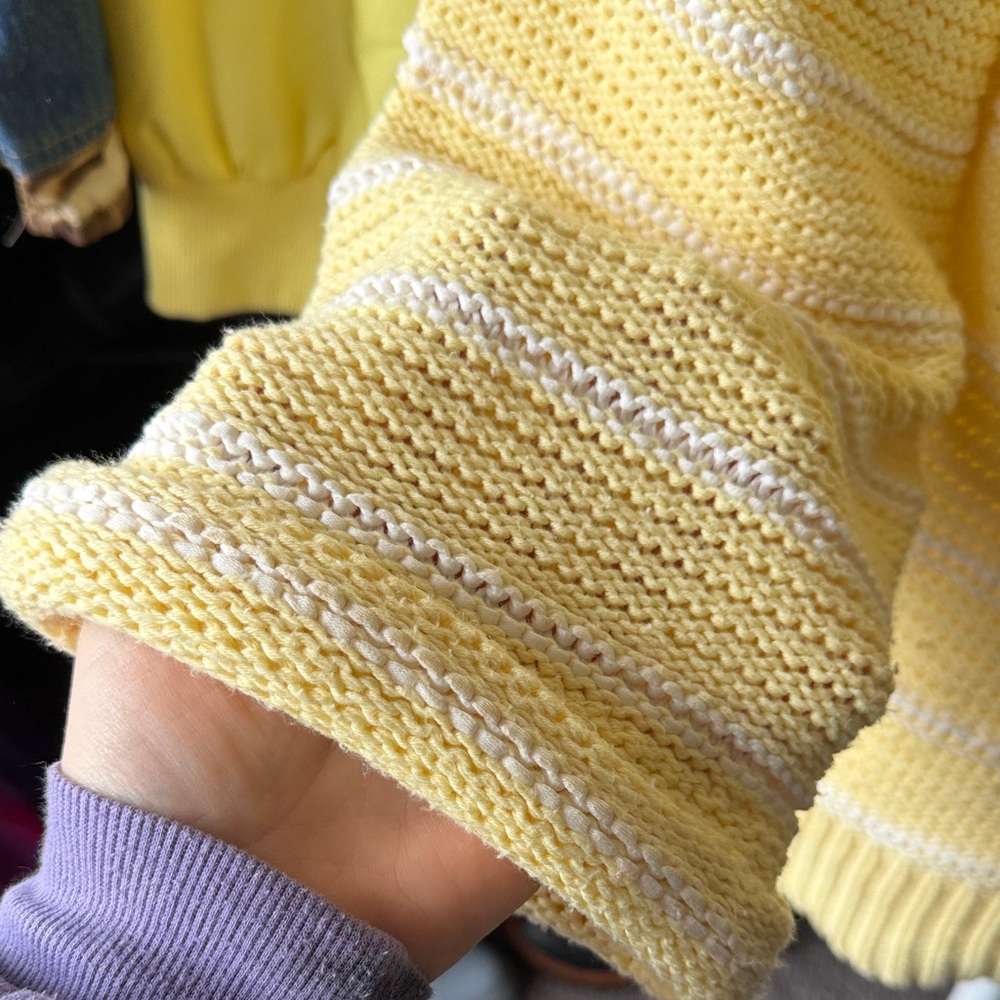 Light Yellow Striped Scoop Neck Sweater - Picture 3 of 6